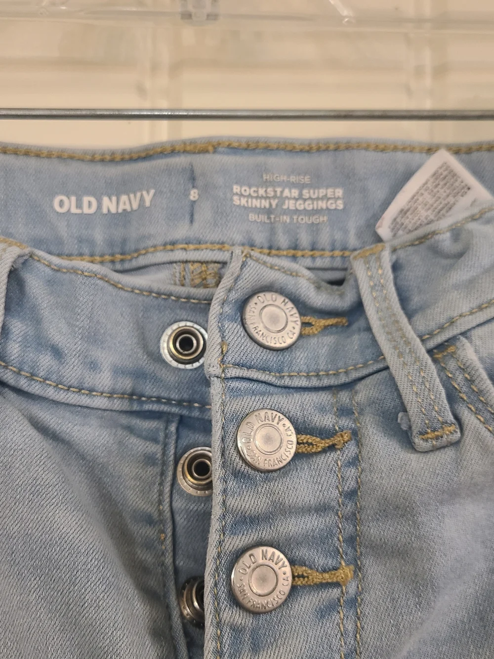 Old Navy Light Blue High-Rise Skinny Jeans with Button Fly Girls' Size 8